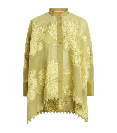 La Doublej Cotton Jacquard Blouse In Green