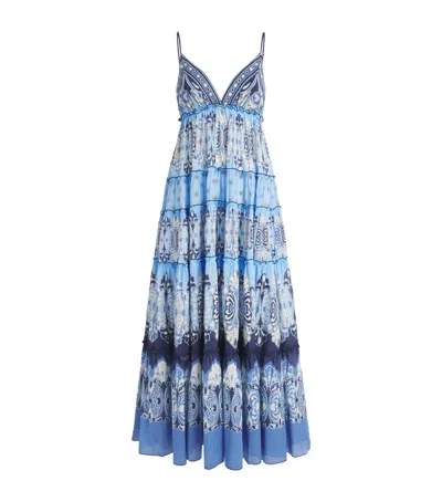 La Doublej Cotton Printed Maxi Dress In Blue