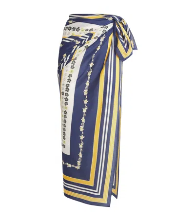 La Doublej Cotton-silk Printed Pareo In Blue