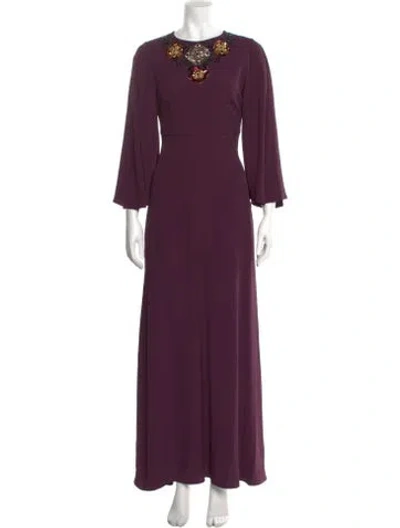 Pre-owned La Doublej Crew Neck Long Dress In Burgundy