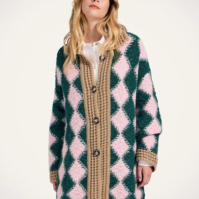 La Doublej Crochet Bowling Cardigan In Green