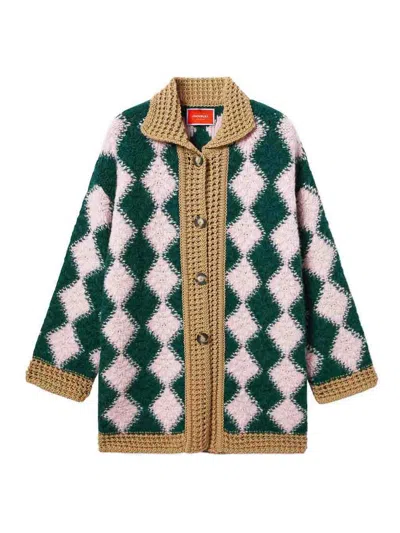 La Doublej Crochet Bowling Cardigan In Nude & Neutrals