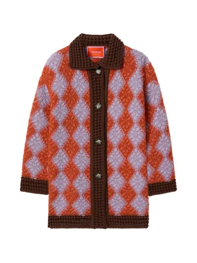 La Doublej Crochet Bowling Cardigan In Multi