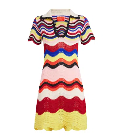 La Doublej Crochet Chevron Mini Dress In Multi
