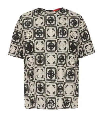 La Doublej Crochet Lacey House T-shirt In Neutrals