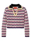 La Doublej Crochet-trimmed Geometric-pattern Sweater In Pink