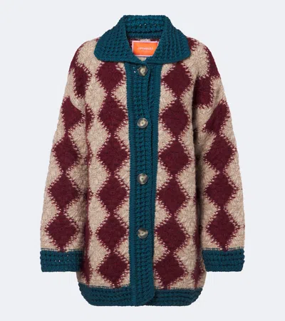 La Doublej Crochet Wool And Alpaca-blend Cardigan In Burgundy