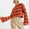 La Doublej Cropped Sweater In Multicolor Red