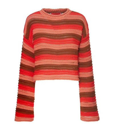 La Doublej Cropped Sweater In Multicolor Red