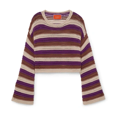 La Doublej Cropped Sweater In Multicolor Avorio
