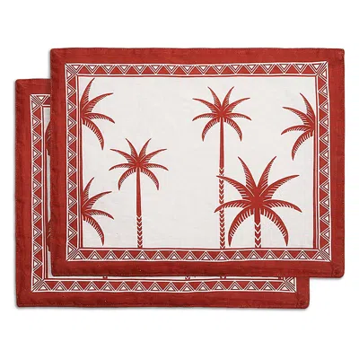 LA DOUBLEJ LA DOUBLEJ DATE PALMS LINEN PLACEMATS, SET OF 2