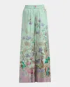 La Doublej La Double J Floral-print Wide-leg Silk Trousers