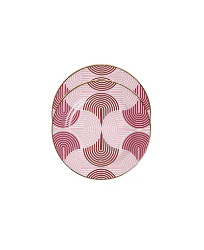 La Doublej Dessert Plates, Set Of 2 8" X 8" In Pink