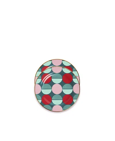 La Doublej Dessert Plates, Set Of 2, 8 X 8 In Green