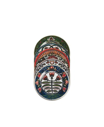 La Doublej Dessert Plates, Set Of 6, 8 X 8 In Multi