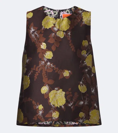 La Doublej Devon Floral Jacquard Top In Brown