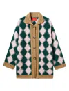 La Doublej Diamond-pattern Cardigan In Brown