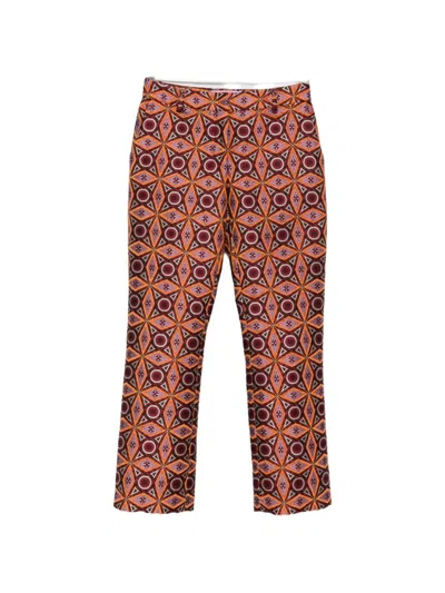 La Doublej Diamond-pattern Jacquard Trousers In Brown