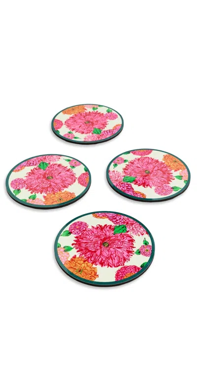 La Doublej Disk Coasters Set Of 4 Nymph Bloom In Multi