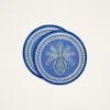 La Doublej Disk Placemats Set Of 2 In Big Pineapple Blue