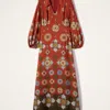 La Doublej Diva Puff-sleeve Midi Dress In Orange