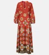 La Doublej Diva Puff-sleeve Midi Dress In Orange