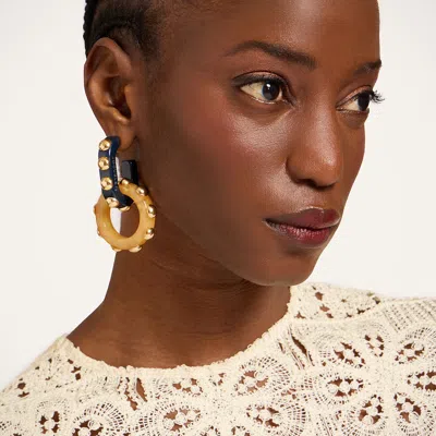 La Doublej Double Hoop Earrings In Gold