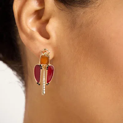 La Doublej Dragonfly Earrings In Enameled 24k Gold Plate And Yellow Agate