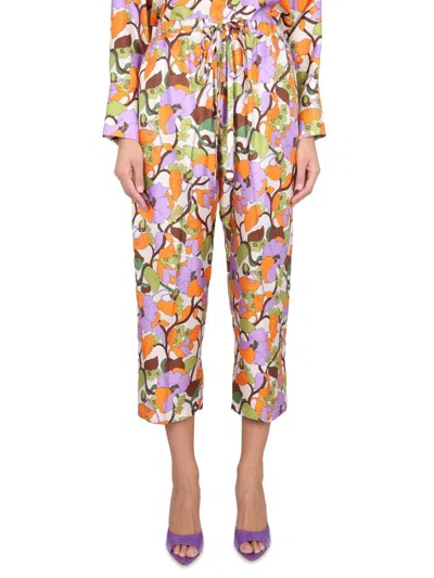 La Doublej La Double J Drawstring Pant In Vines Bianco