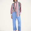 La Doublej Broderie Anglaise Cotton-blend Poplin Straight-leg Pants In Eclipse Light Blue