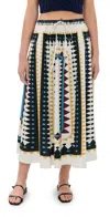 La Doublej Cotton Printed Midi Skirt In Doric Placée