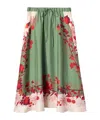 La Doublej Silk Drawstring Skirt In Green