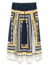 La Doublej Printed Cotton Poplin Midi Skirt In White