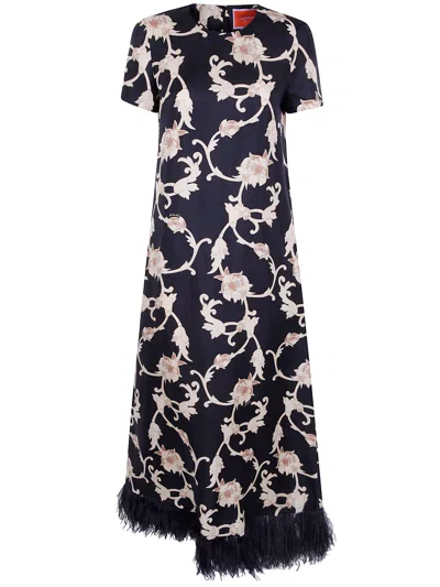 La Doublej Dress Floral Design "swing" In Black