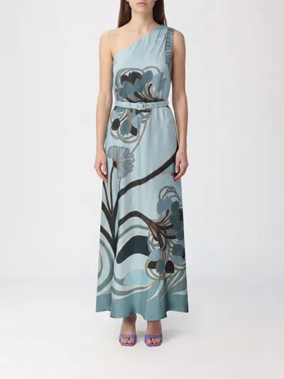 La Doublej La Double J Roy Printed Belted Silk Maxi Dress In Blue