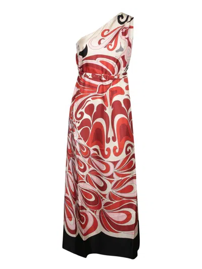 La Doublej Roy One-shoulder Printed Silk-twill Maxi Dress In Multi