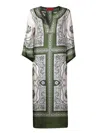 La Doublej La Double J Intricate Patterned Green Silk Dress In Green