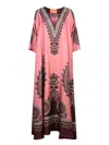 La Doublej La Double J Muumuu Printed Silk-satin Maxi Dress In Pink