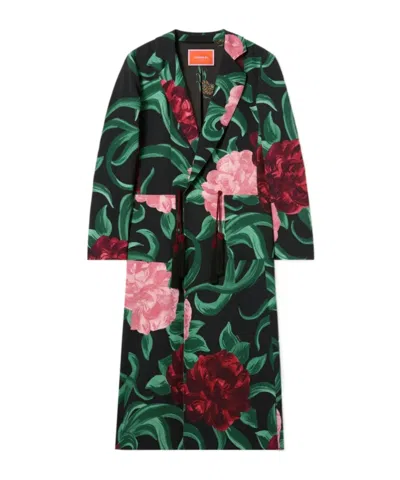 La Doublej Duster Floral Tassel Coat In Green
