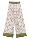 La Doublej La Double J Wide-leg Silk Trousers With Floral Pattern In Nude