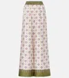 La Doublej La Double J Wide-leg Silk Trousers With Floral Pattern In Multicolor