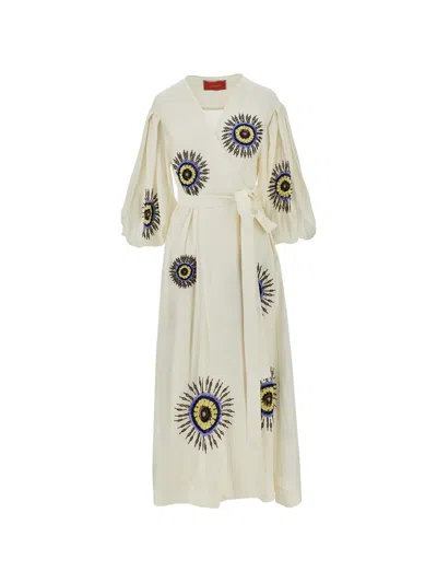 La Doublej Tie-fastening Midi Dress In Brown
