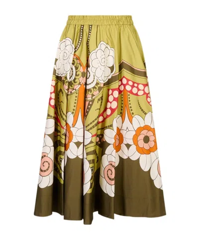 La Doublej Elastic Waist Midi Skirt In Multi