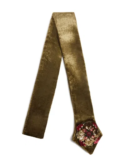 La Doublej Ella 2-ways Embellished Velvet-texture Stole In Brown