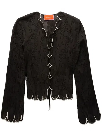 La Doublej Double Dutch Jacket Embroidered In Begonia Nero