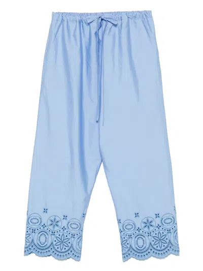 La Doublej Embroidered Trousers In Blue