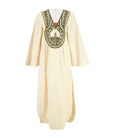 La Doublej Embroidered Twin Flame Dress In Neutral
