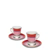 La Doublej Set Of Two Gold-plated Porcelain Espresso Cups And Saucers In Rainbow Rosa