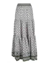 La Doublej La Double J Multicolor Tiered Maxi Skirt With Floral Pattern In Green