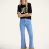 La Doublej Fancy Crop Jeans (with Feathers) In Light Blue